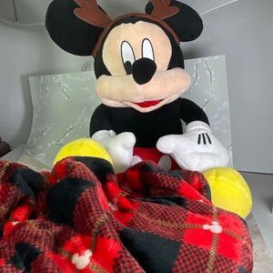 Micky Mouse with antlers plush with throw lap blanket The Big One